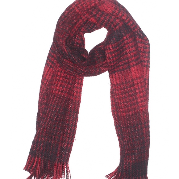 Big Thick Warm Red and Black Plaid Long Wide Blanket Scarf / Pet Blankie Winter - Picture 1 of 5